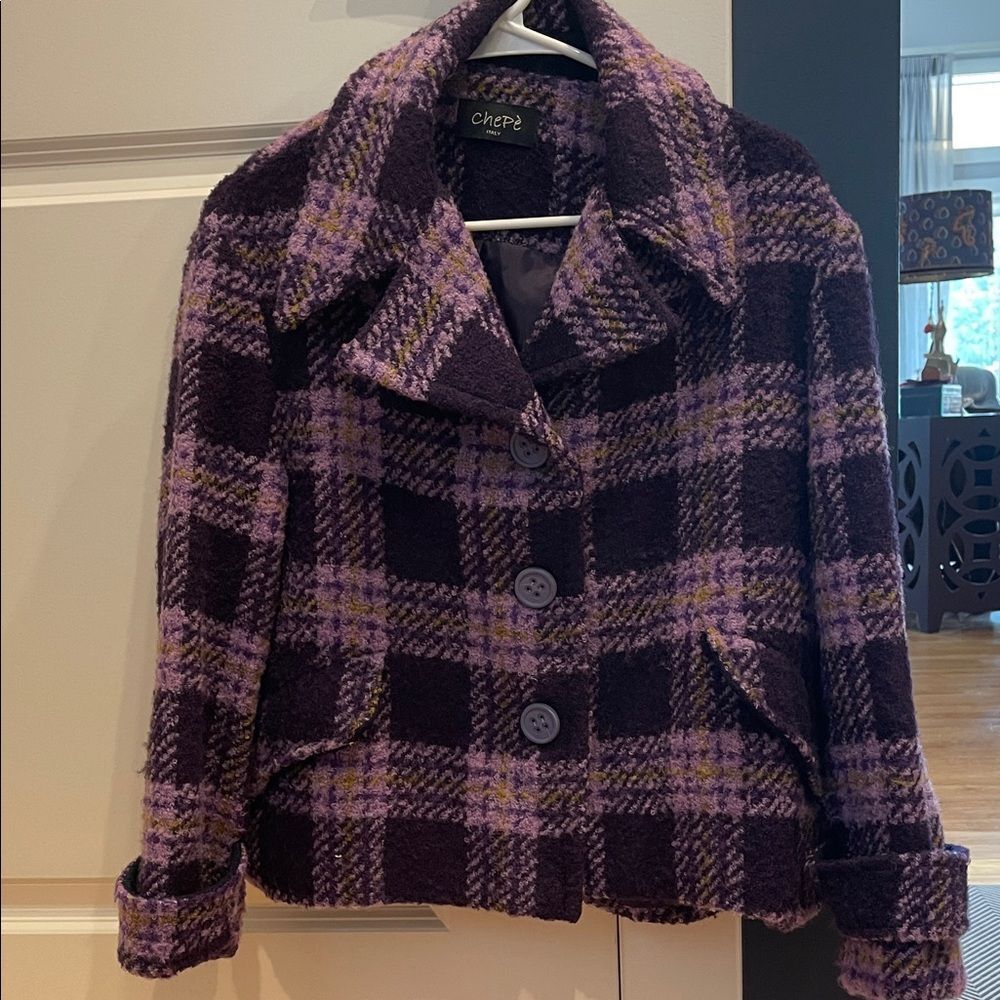 Chepe’ Women's Purple and Plum Plaid  Jacket from Italy